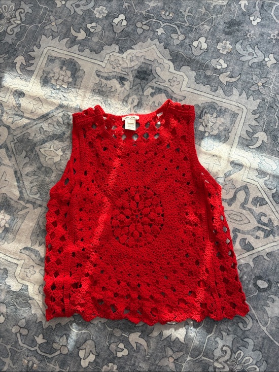 Ultra Pink Tops - Ultra Pink Crochet Red Tank